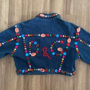 Vintage 1991 Dolce and Gabbana Crystal Jeweled Denim Jacket